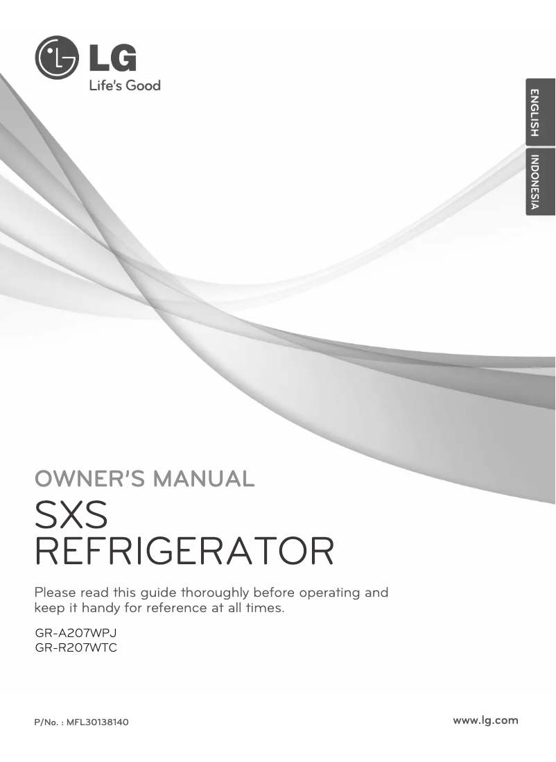 Page 1 de la notice Manuel utilisateur LG GR-R207WTC