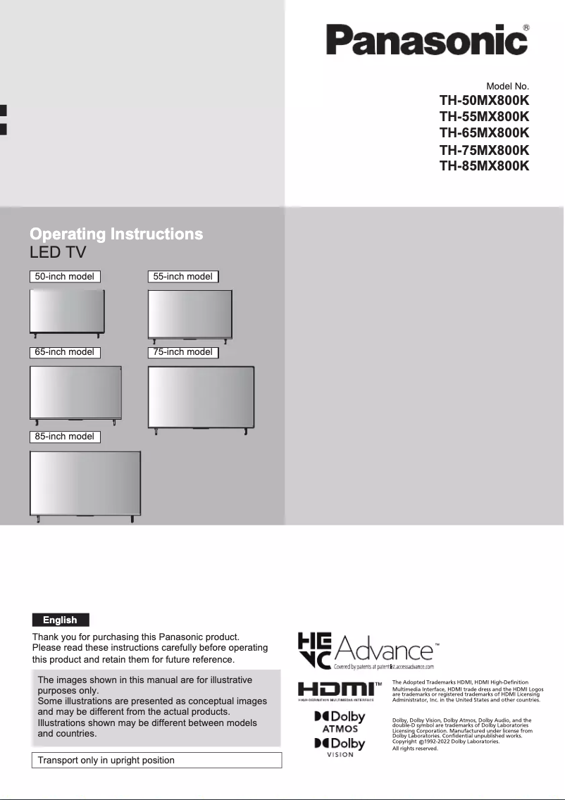 Page 1 of the manual User Manual Panasonic TH-65MX800K