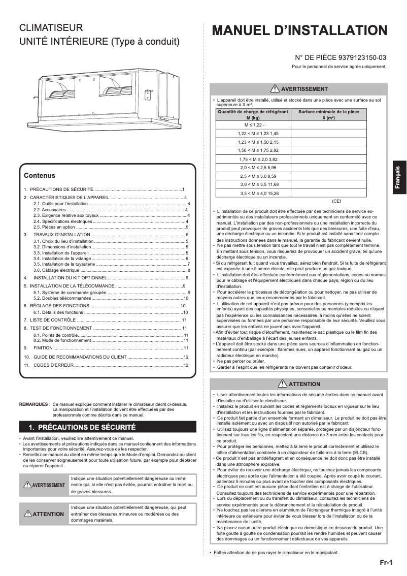 Page n°1 - Manuel utilisateur Fujitsu ARXG45KHTA