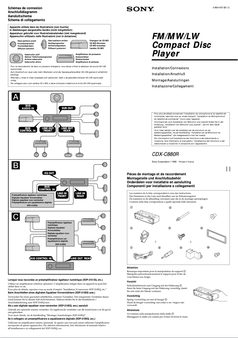 Page 1 de la notice Guide d'installation Sony CDX-C880R