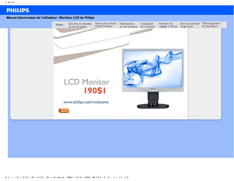 Image de la première page du manuel de l'appareil Brilliance 190S1SB