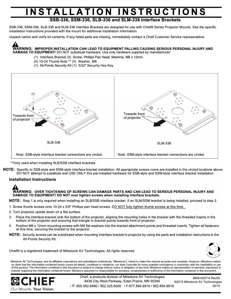 Page 1 de la notice Manuel utilisateur Chief SLB336