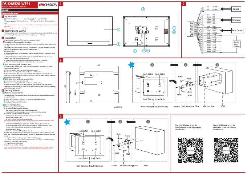 Page n°1 - Guide de démarrage rapide Hikvision DS-KH8520-WTE1