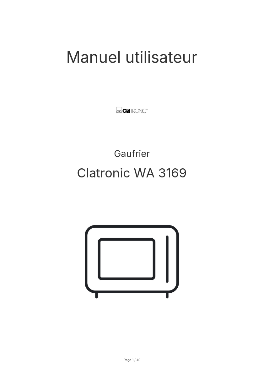 Page n°1 - Manuel utilisateur Clatronic WA 3169