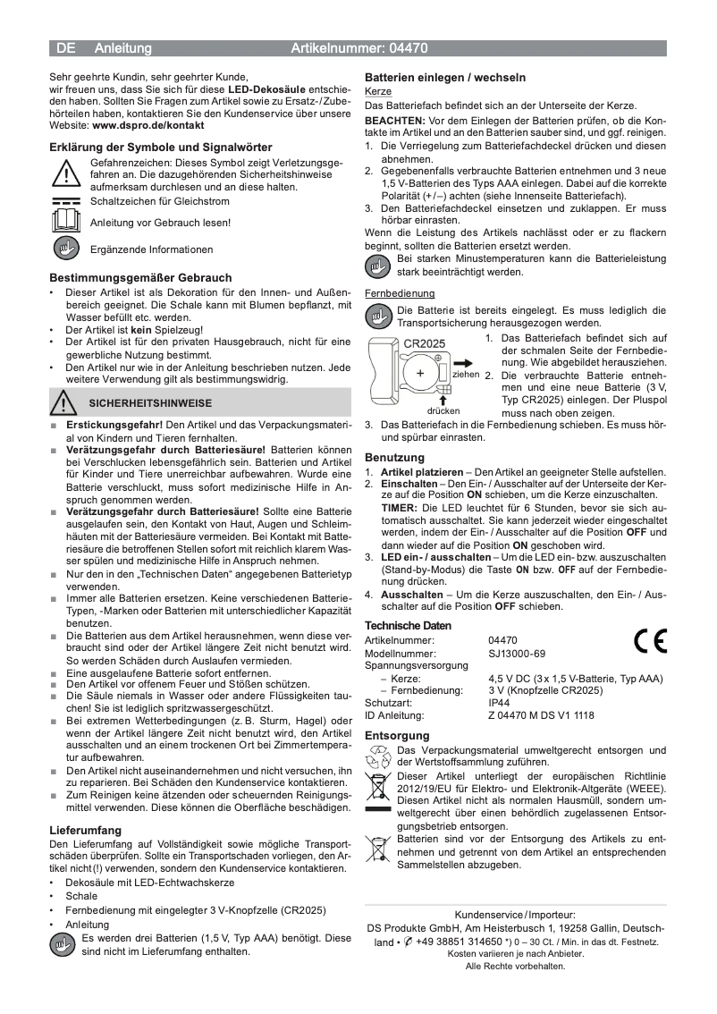 Page n°1 - Manuel utilisateur EasyMaxx 04470
