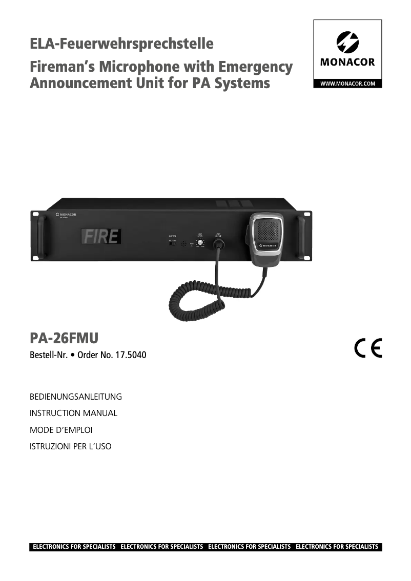 Image de la première page du manuel de l'appareil PA-26FMU