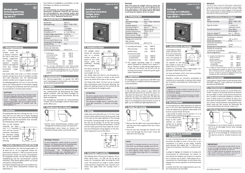 Image de la première page du manuel de l'appareil DÄ 565 08 S