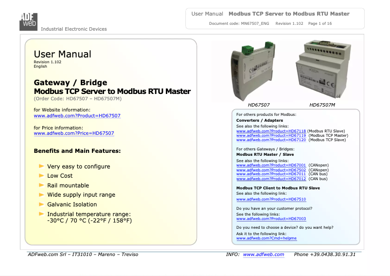 Page 1 de la notice Manuel utilisateur Wachendorff HD67507