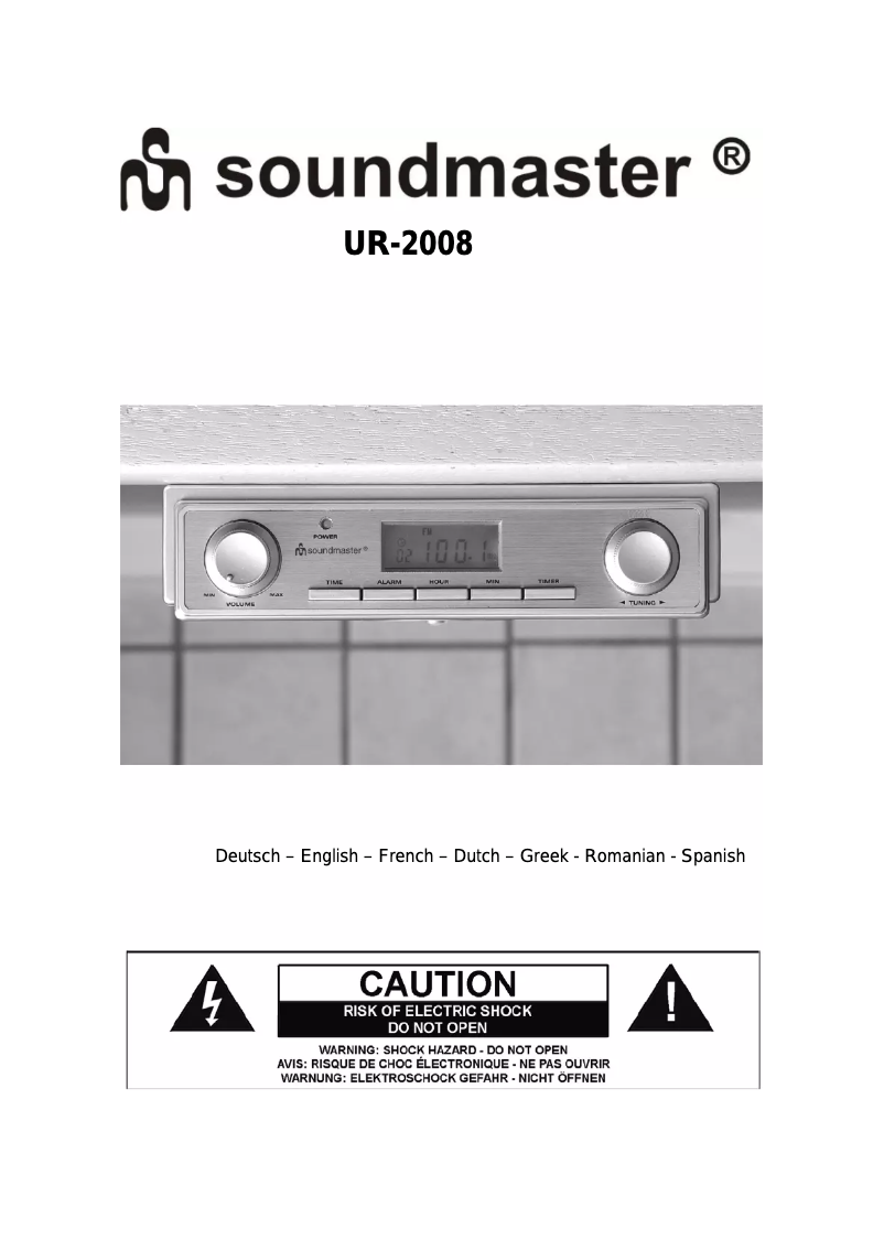 Page n°1 - Manuel utilisateur Soundmaster UR-2008
