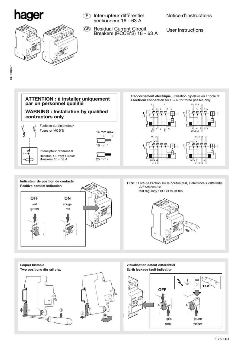Page n°1 - Manuel utilisateur Hager ADA175U
