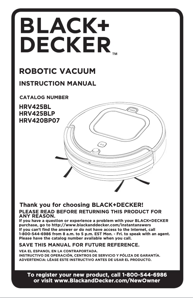 Page 1 de la notice Manuel utilisateur Black & Decker HRV425BLP