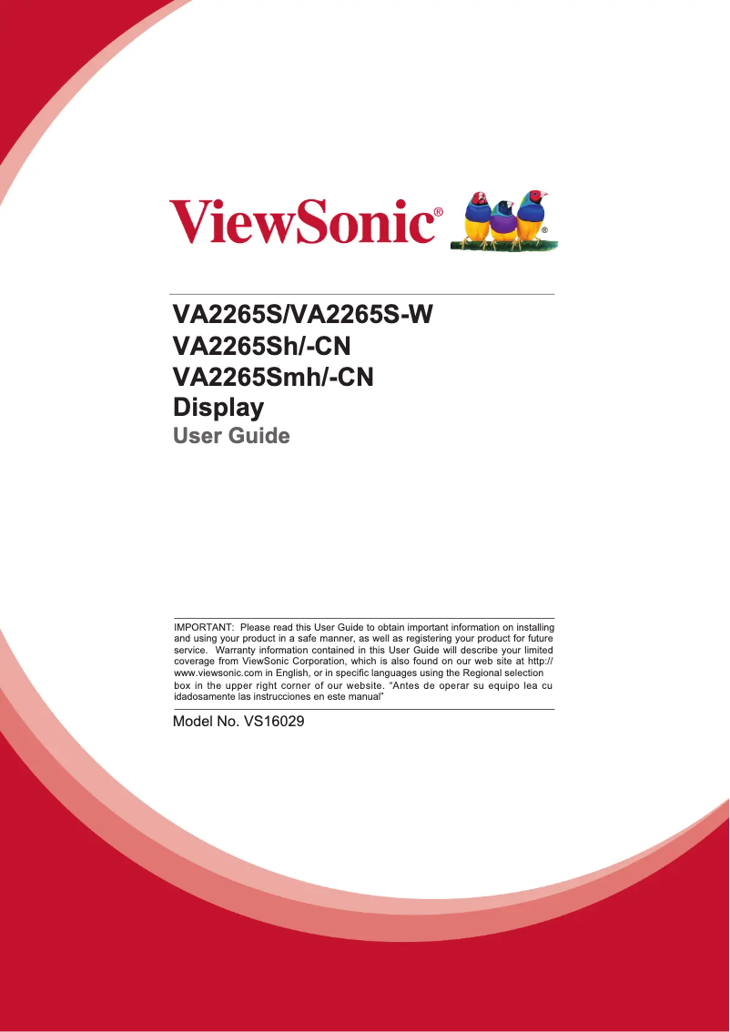 Page 1 de la notice Manuel utilisateur Viewsonic VA2265S-W
