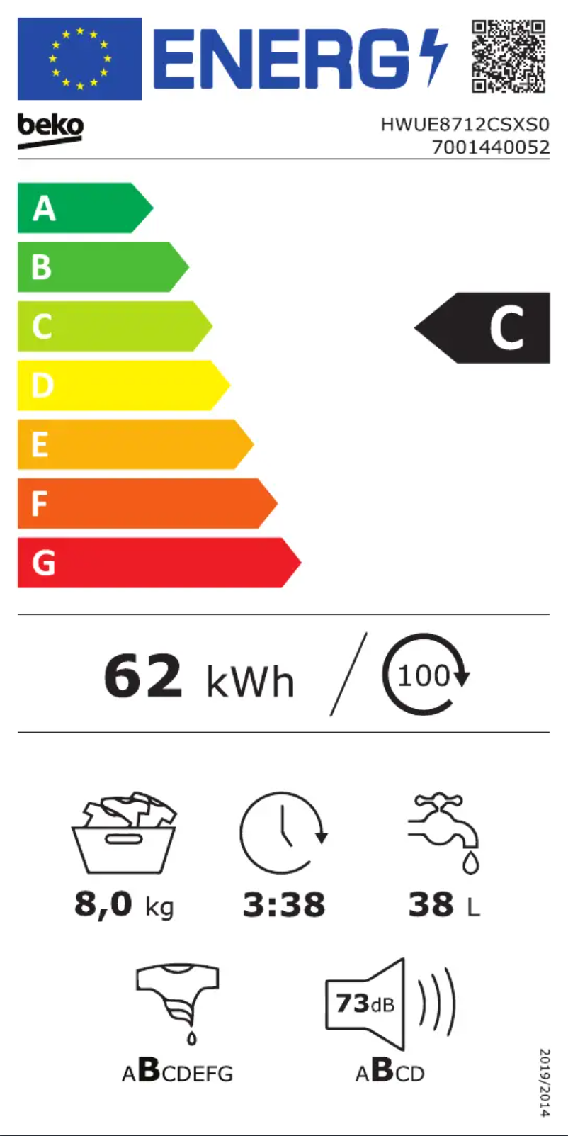 Page 1 de la notice Manuel utilisateur Beko HWUE8712CSXS0