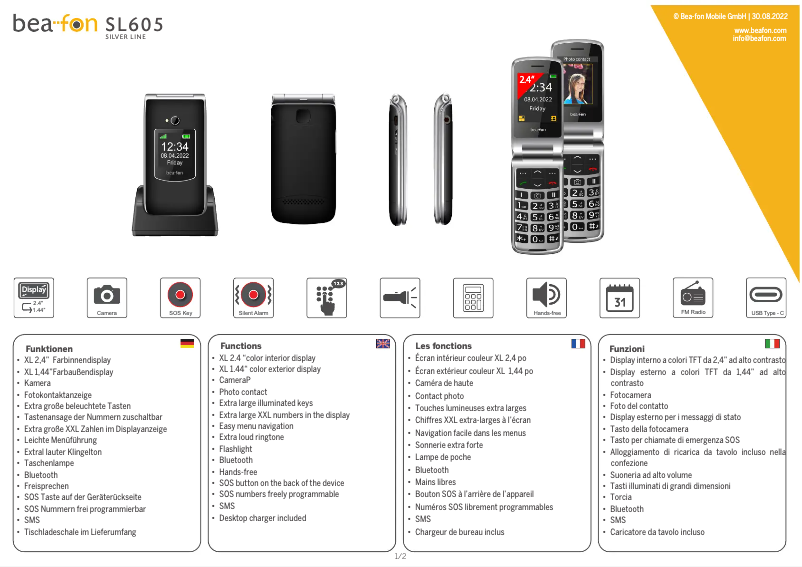 Image de la première page du manuel de l'appareil SL605