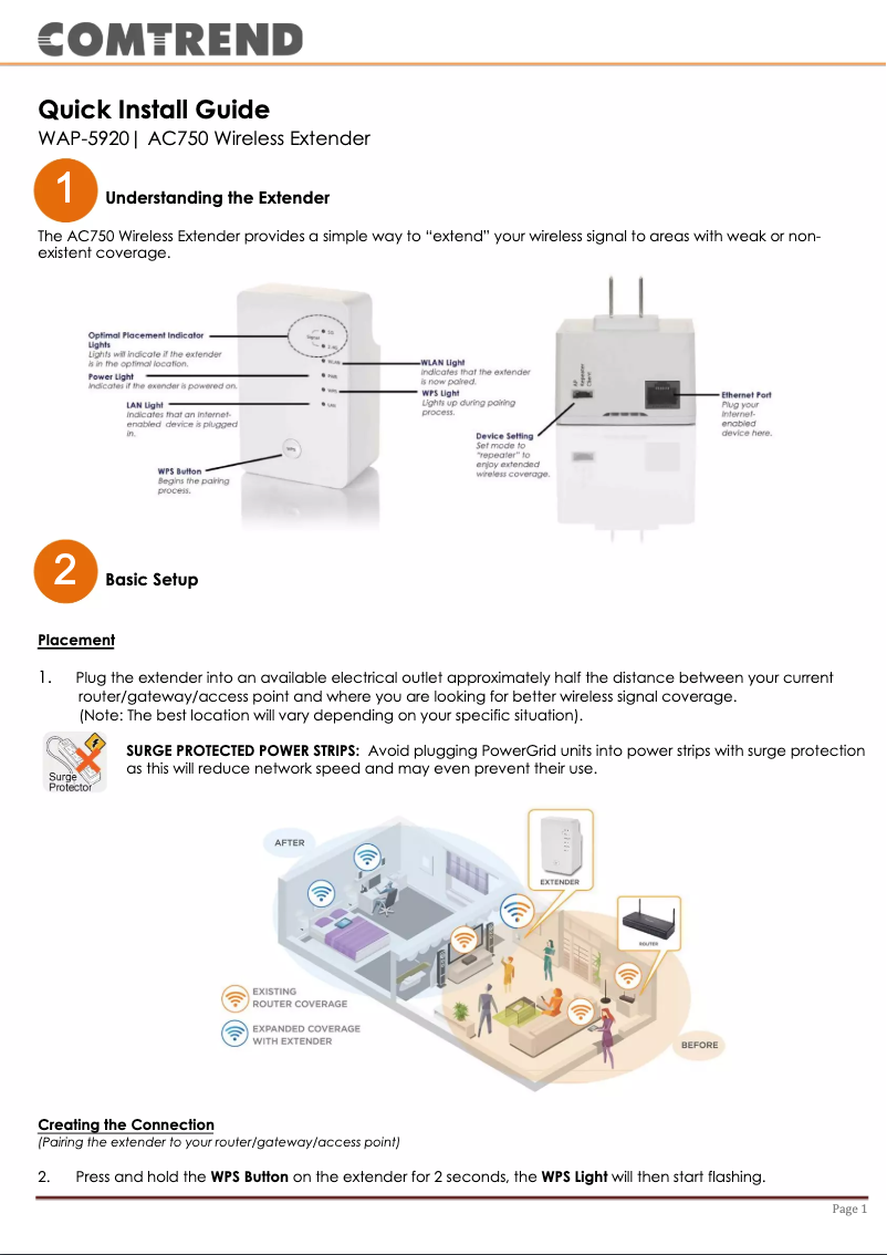 Page n°1 - Manuel utilisateur Comtrend WAP-5920