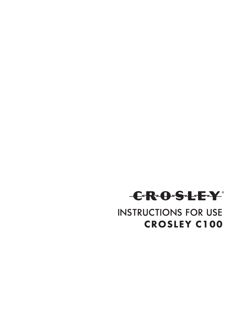Page 1 de la notice Manuel utilisateur Crosley C100