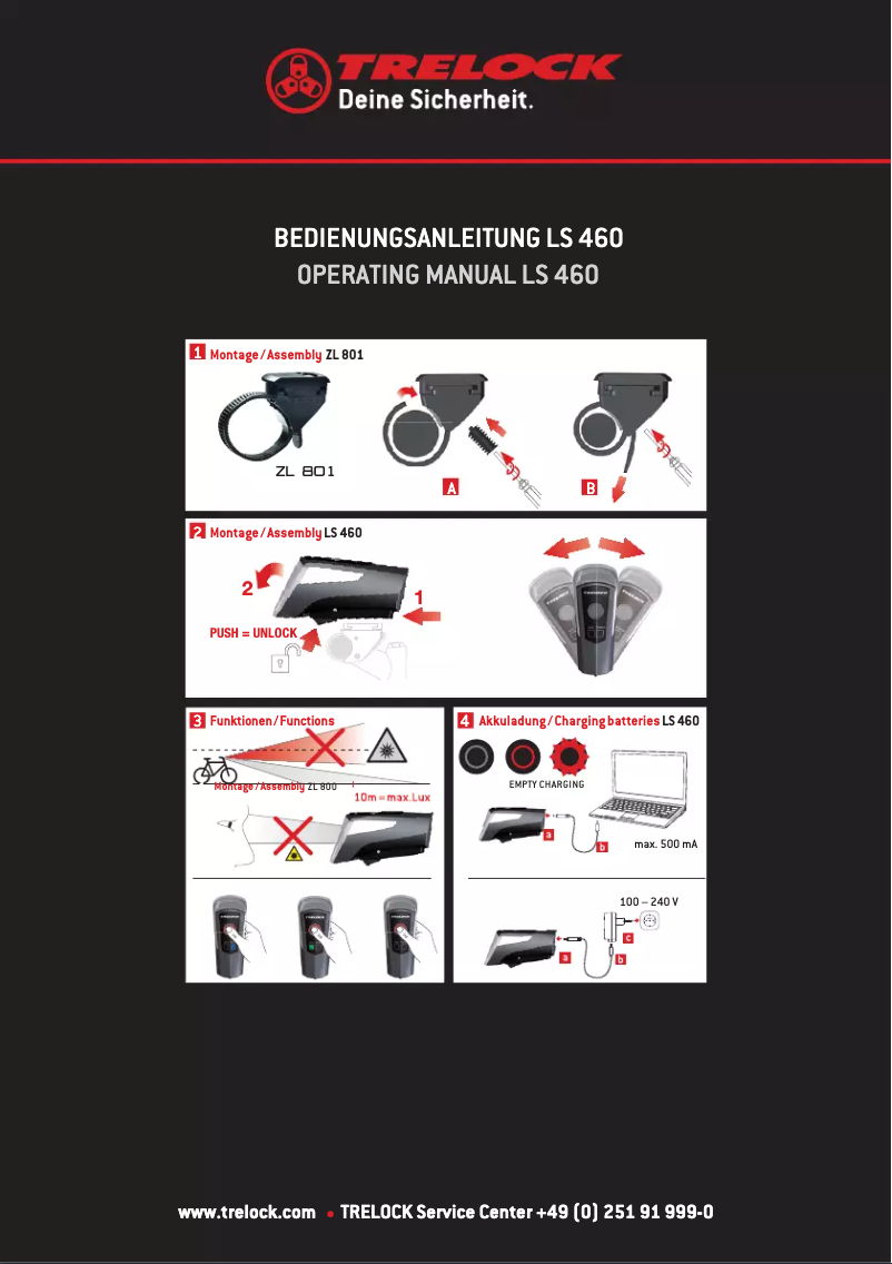 Page 1 de la notice Manuel utilisateur Trelock LS 460