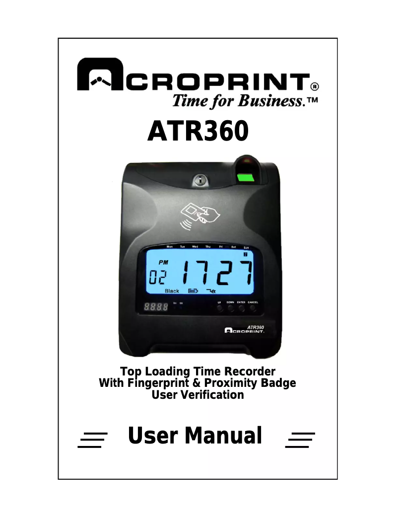 Page 1 de la notice Manuel utilisateur Acroprint ATR360