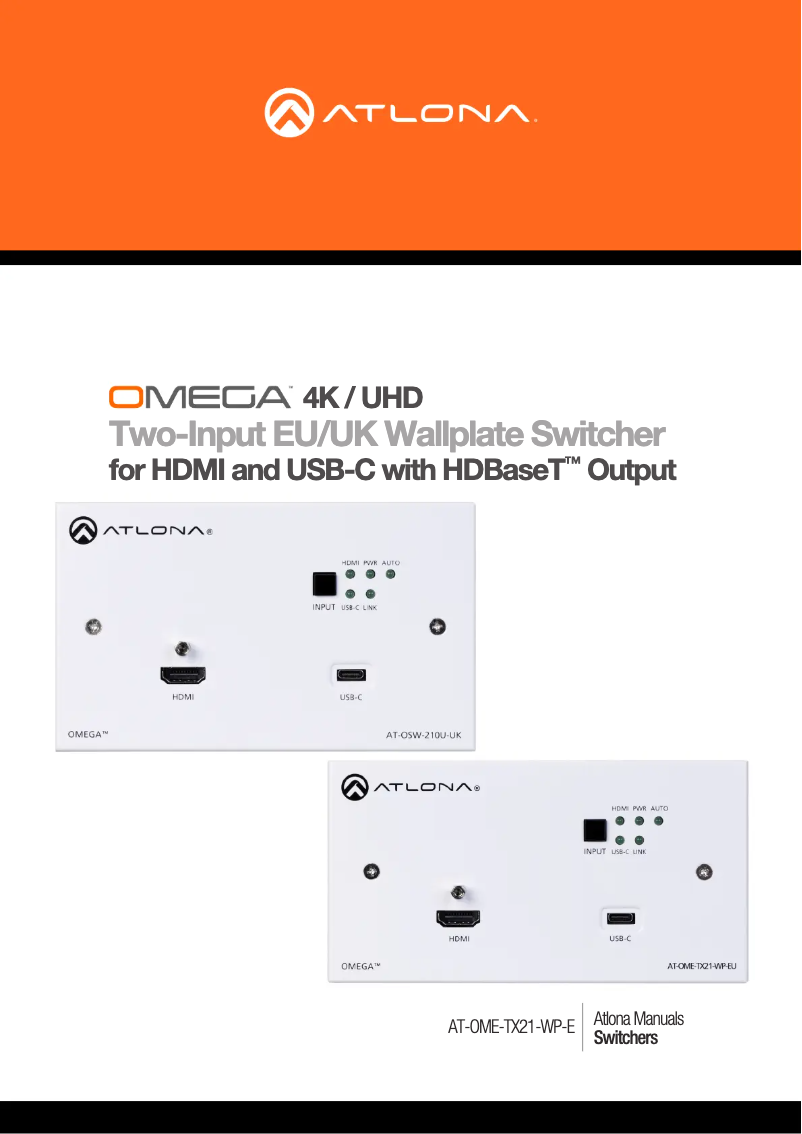 Page 1 de la notice Manuel utilisateur Atlona AT-OME-TX21-WP-E