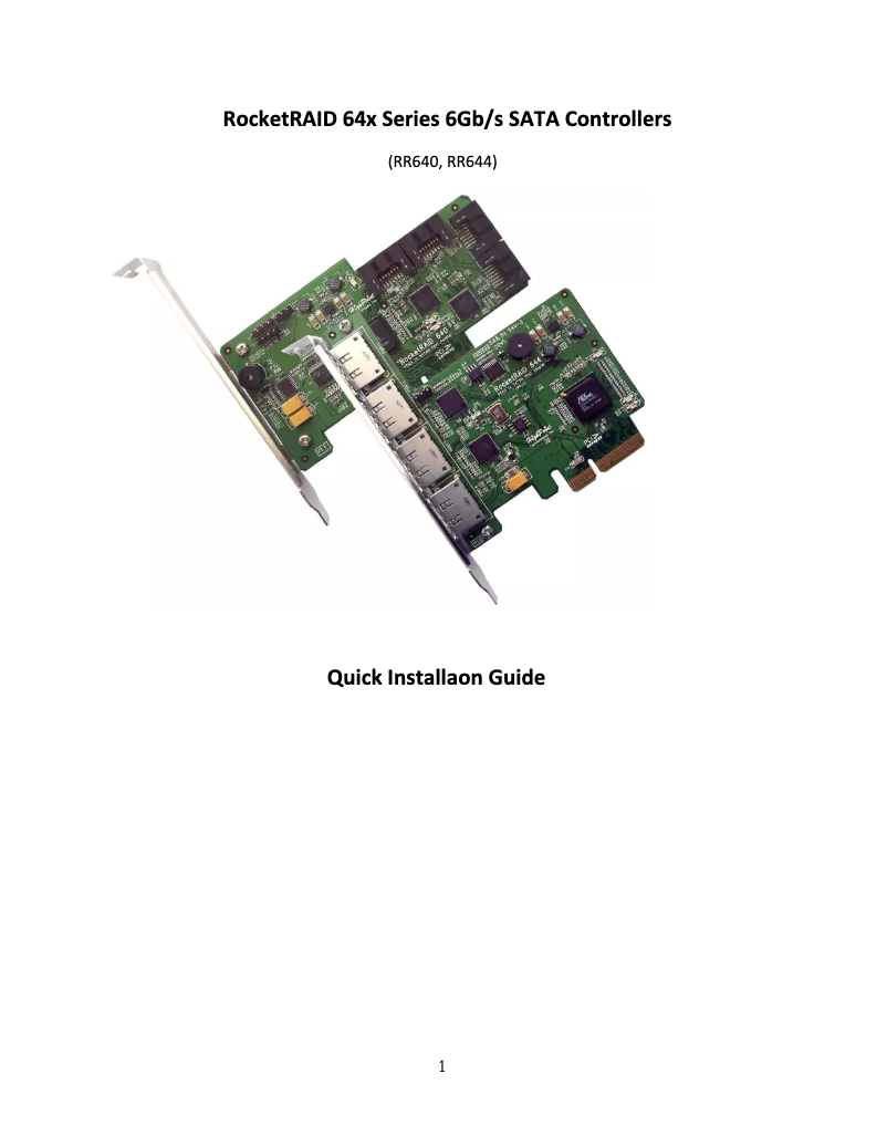 Page n°1 - Manuel utilisateur Highpoint RocketRAID 644
