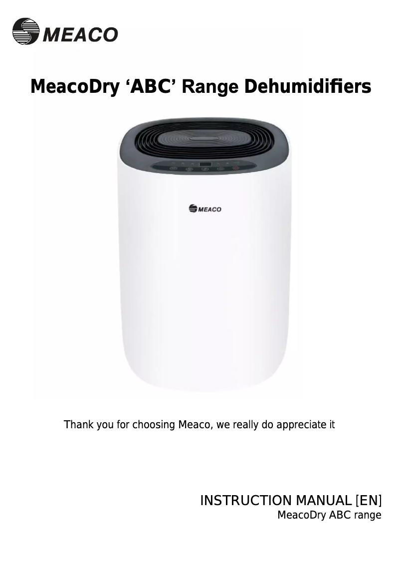 Page n°1 - Manuel utilisateur Meaco Dry ABC