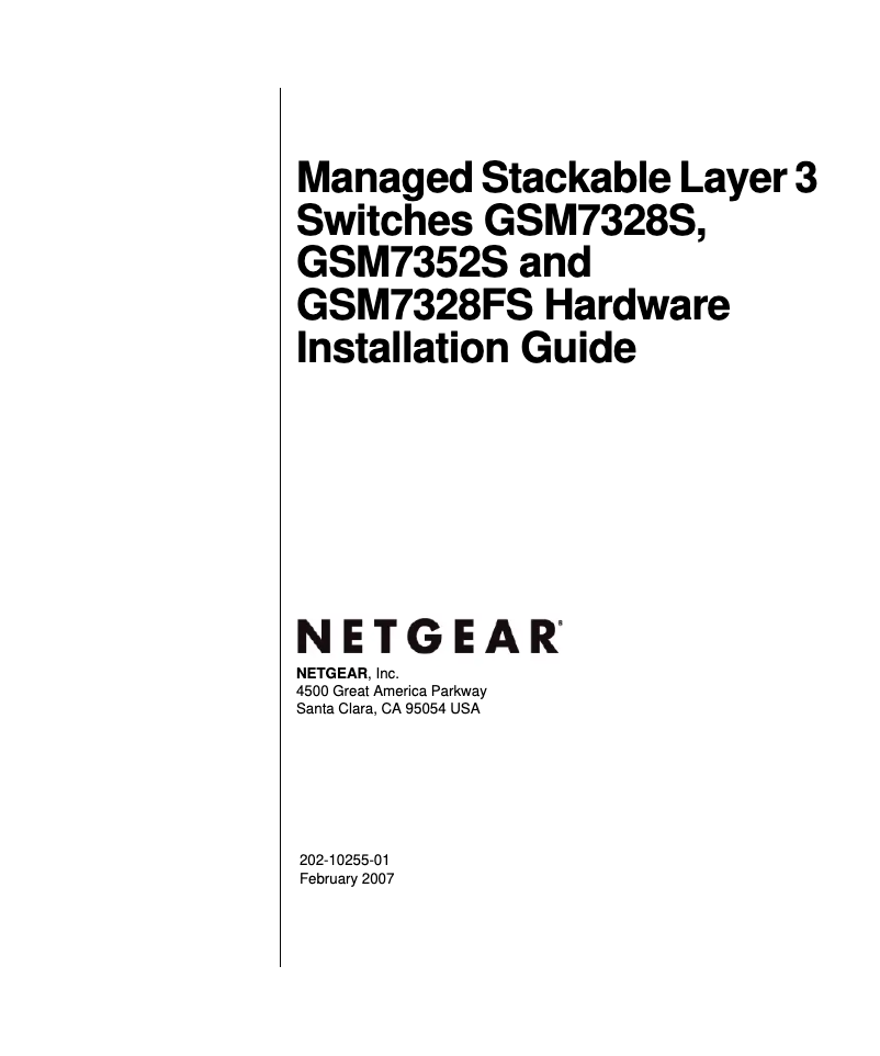 Page n°1 - Guide d'installation Netgear GSM7352S