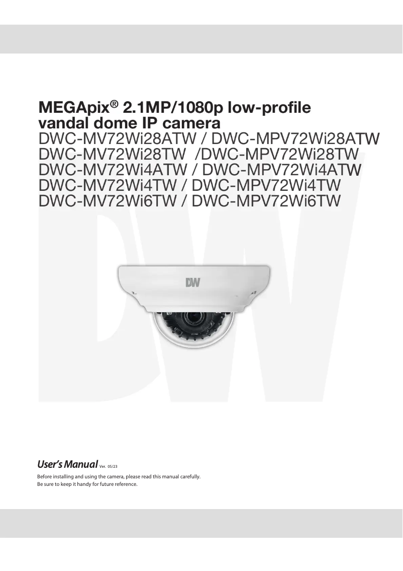 Page n°1 - Manuel utilisateur Digital Watchdog MegaPix DWC-MV72WI28ATW