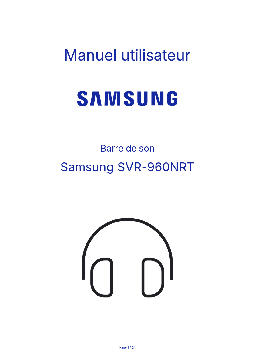 Page n°1 - Manuel utilisateur Samsung SVR-960NRT
