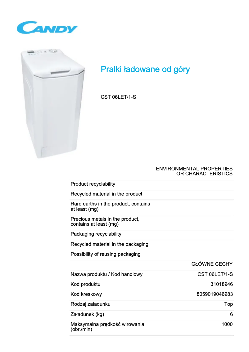 Image de la première page du manuel de l'appareil CST 06LET/1-S