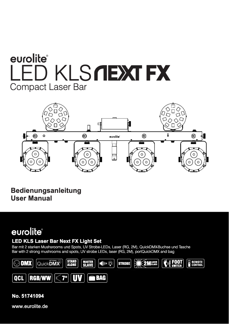 Image de la première page du manuel de l'appareil LED KLS Laser Bar Next FX