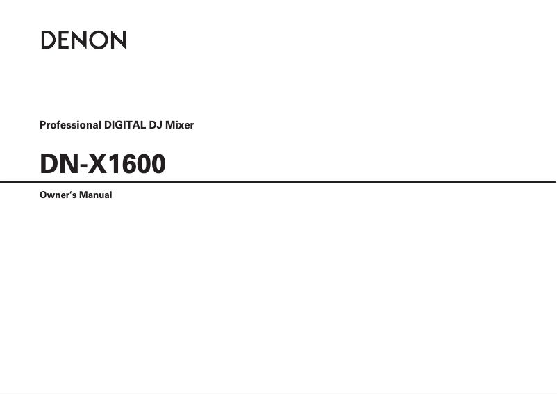 Page n°1 - Manuel utilisateur Denon DN-X1600