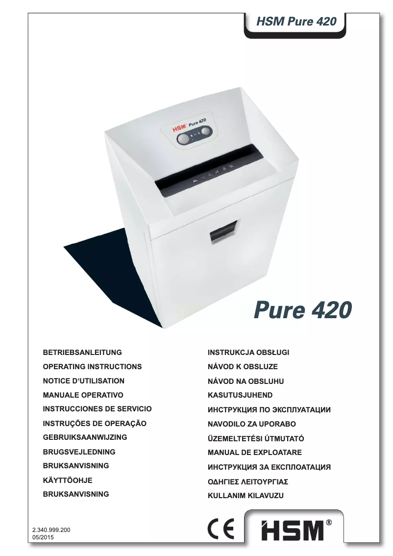 Page 1 de la notice Manuel utilisateur HSM Pure 420c