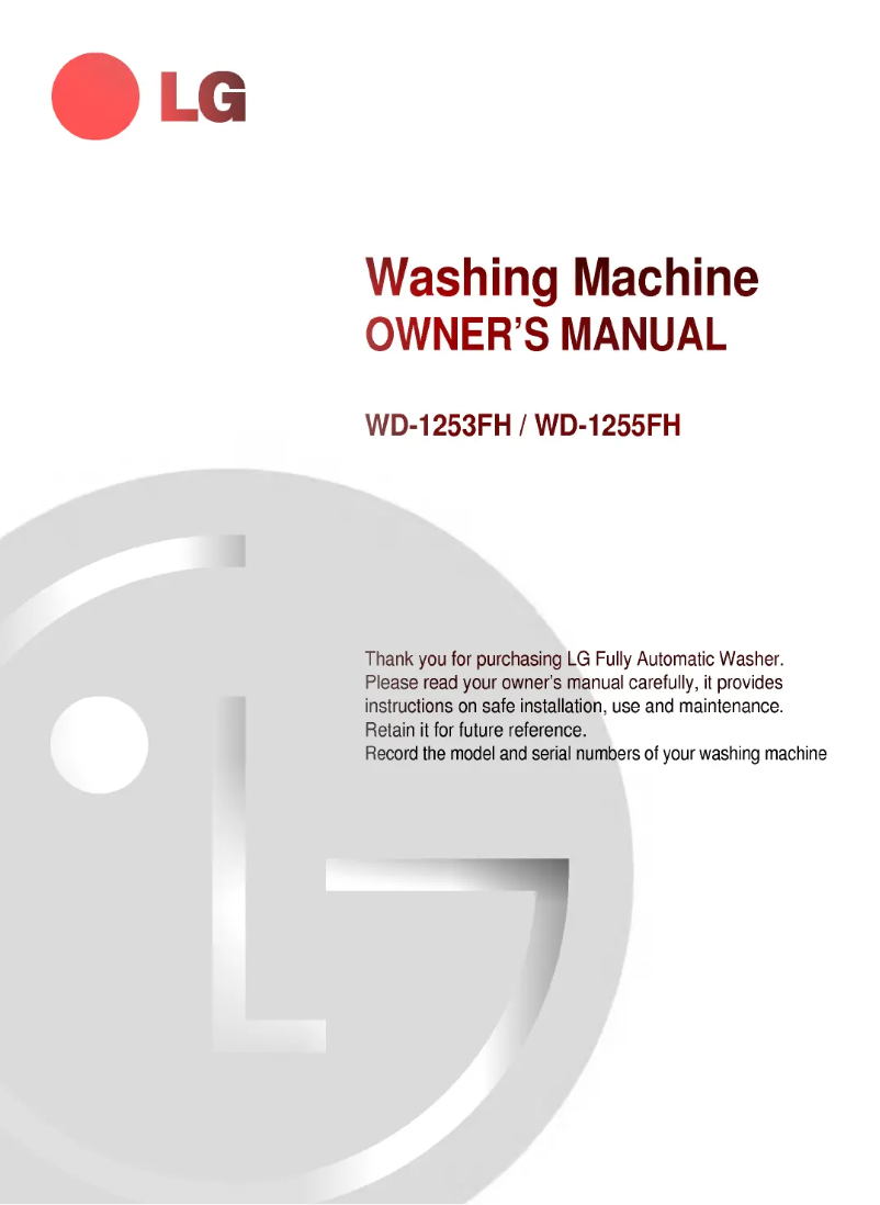 Page 1 de la notice Manuel utilisateur LG WD-1253FH