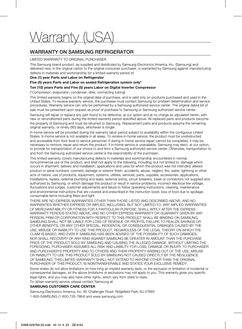 Image de la première page du manuel de l'appareil RF27T5201SR