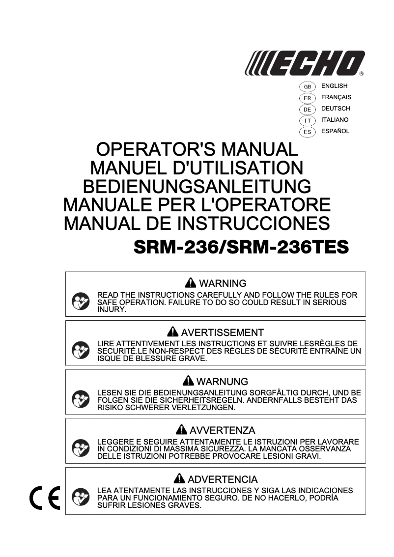 Page 1 de la notice Manuel utilisateur Echo SRM-236TES