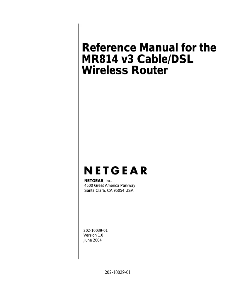 Page 1 de la notice Manuel utilisateur Netgear MR814