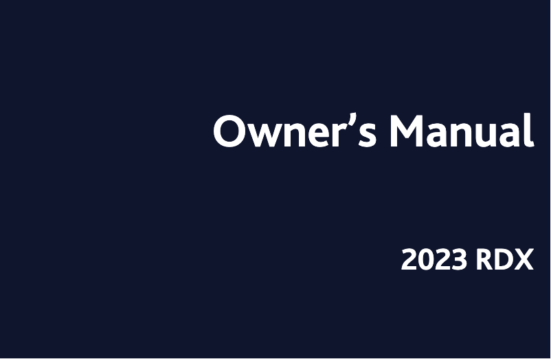 Page 1 de la notice Manuel utilisateur Acura RDX (2023)