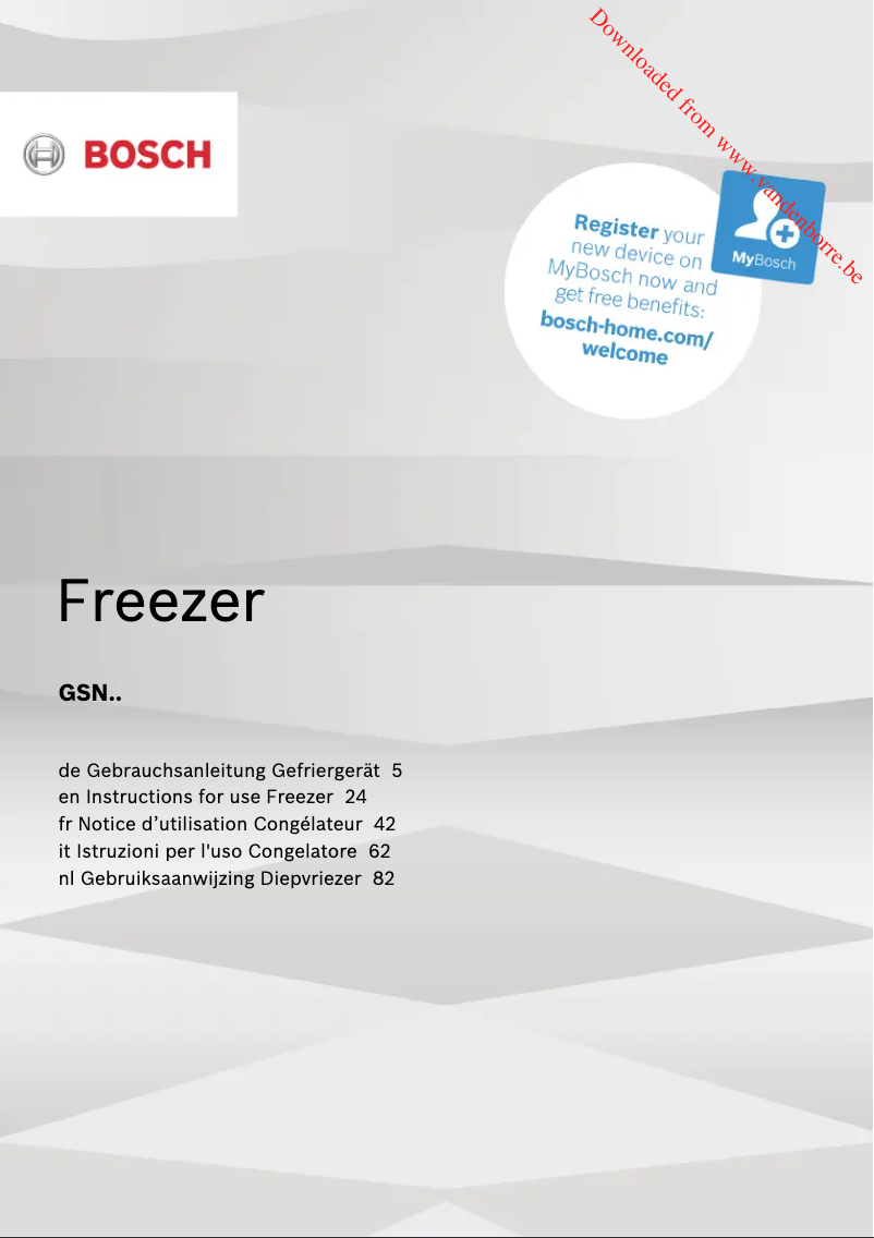 Page n°1 - Manuel utilisateur Bosch GSN29VWEVG