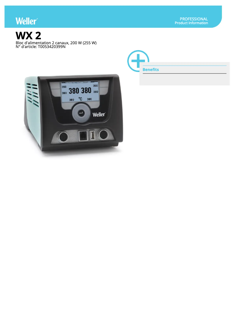 Page 1 de la notice Fiche technique Weller WX 2