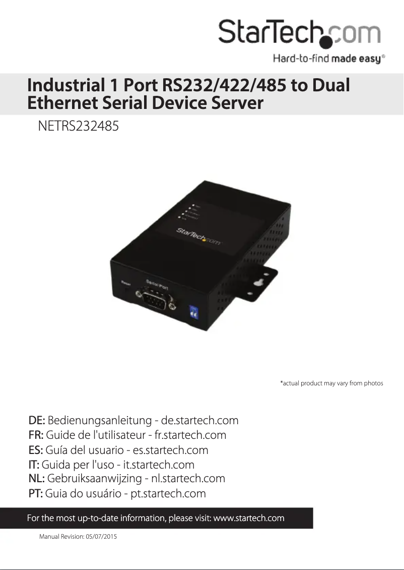 Page 1 de la notice Manuel utilisateur StarTech.com NETRS232485