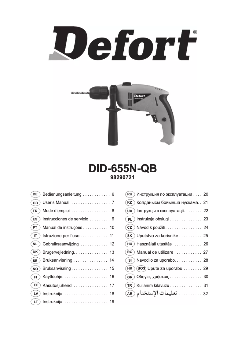 Página 1 del manual Manual de usuario Defort DID-655N-QB