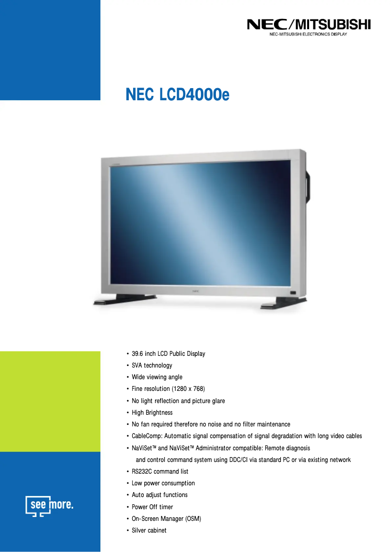 Image de la première page du manuel de l'appareil LCD4000e