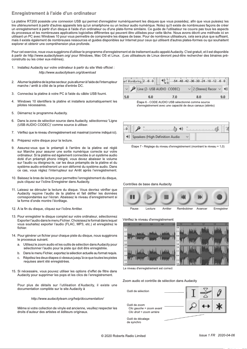 Page n°1 - Manuel utilisateur Roberts RT200