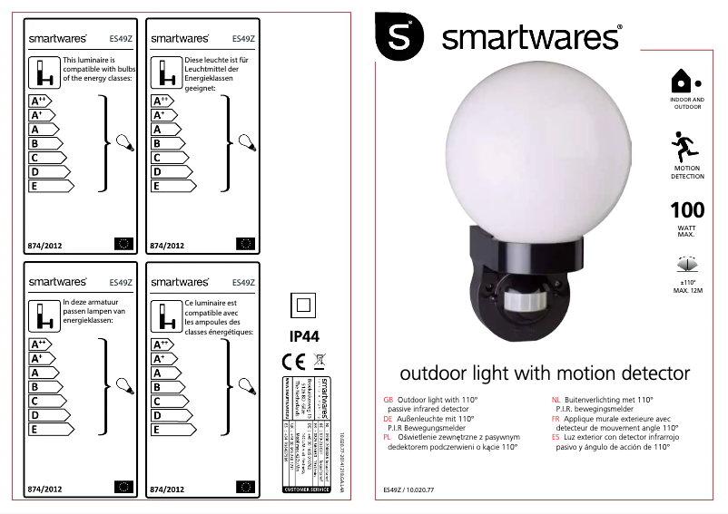 Page 1 de la notice Manuel utilisateur Smartwares 10.020.77