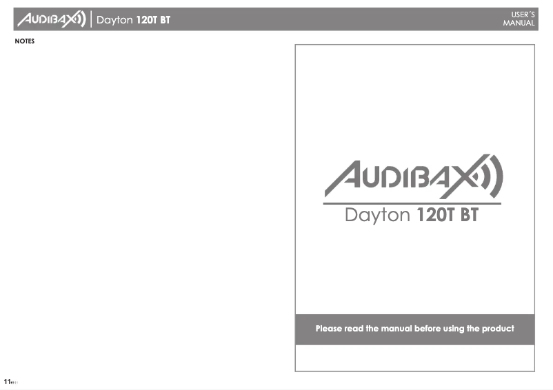 Image de la première page du manuel de l'appareil Dayton 120T BT