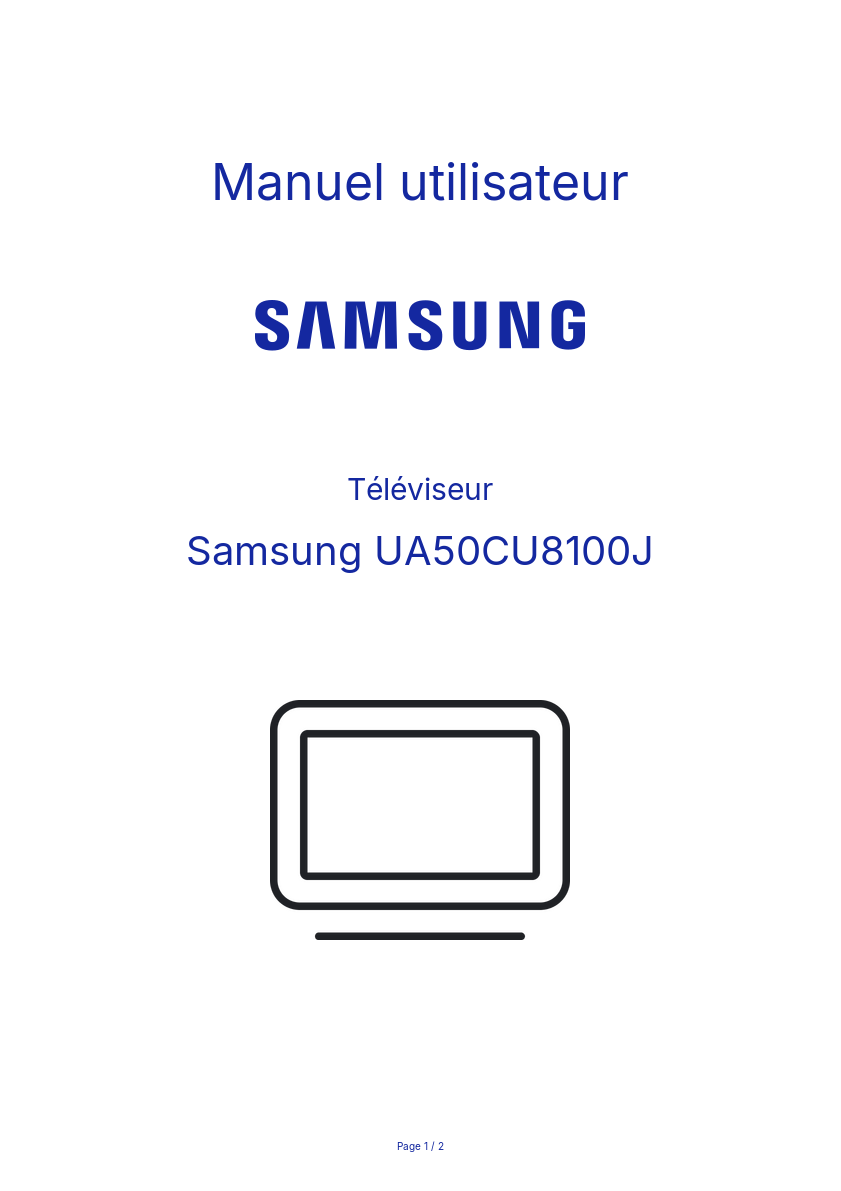 Image de la première page du manuel de l'appareil UA50CU8100J