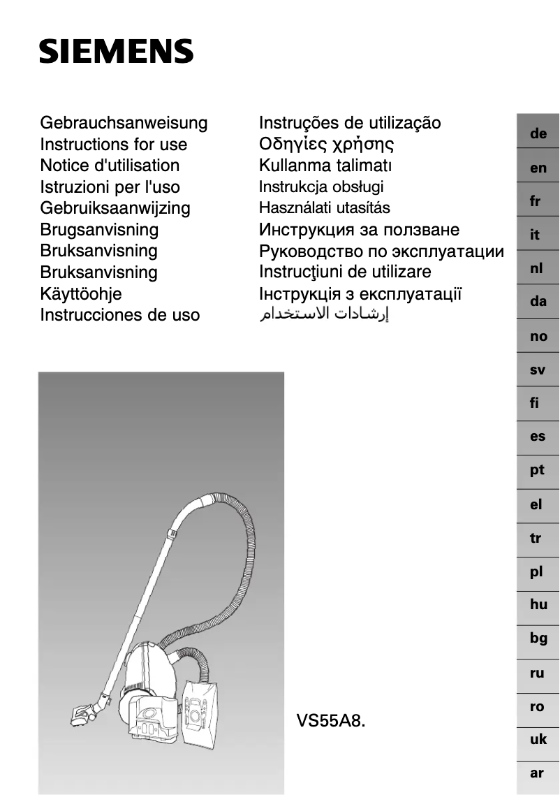 Page 1 de la notice Manuel utilisateur Siemens VS55A82