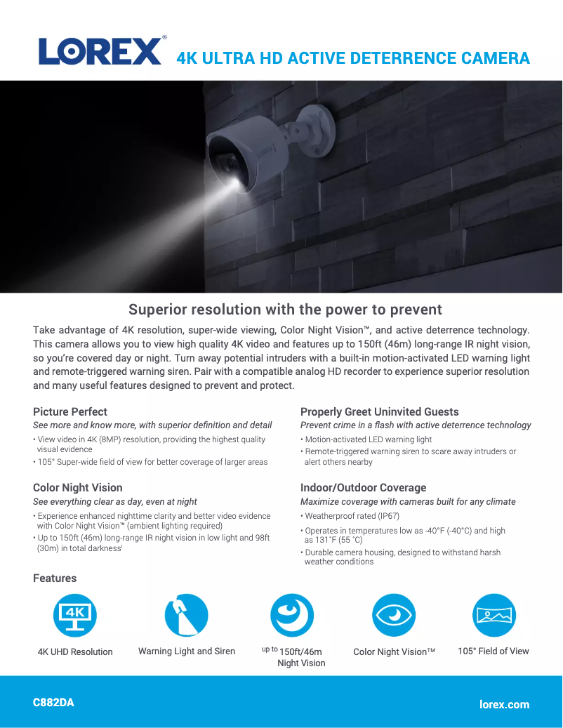 Página 1 del manual Ficha técnica Lorex C882DA