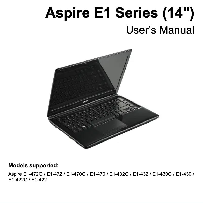 Page 1 de la notice Manuel utilisateur Acer Aspire E1 430