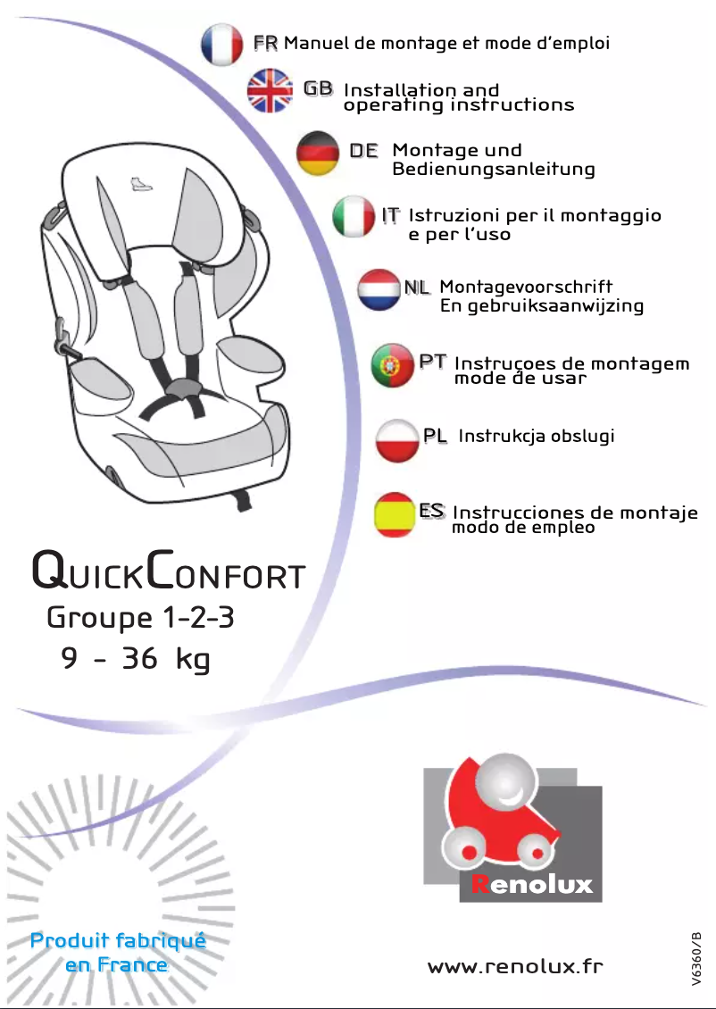 Page 1 de la notice Manuel utilisateur Renolux QuickConfort